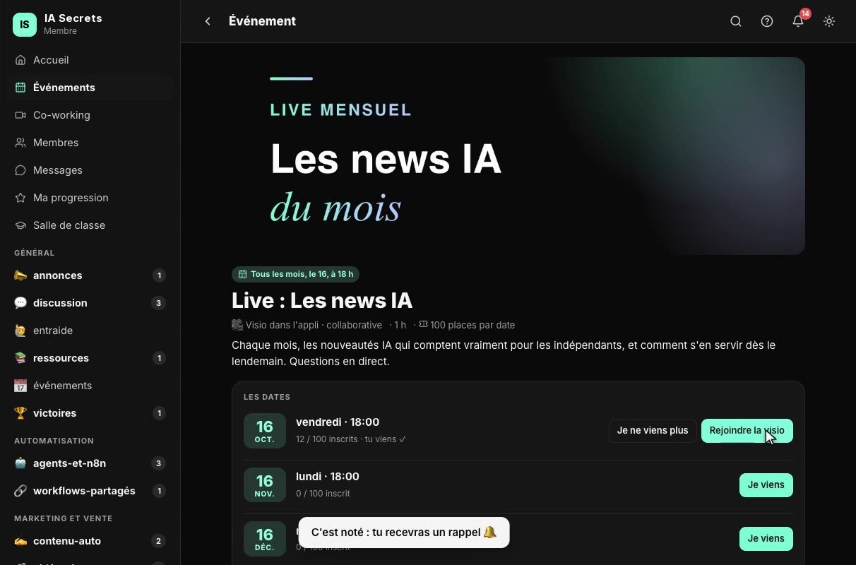 Le live mensuel des news IA dans la communauté