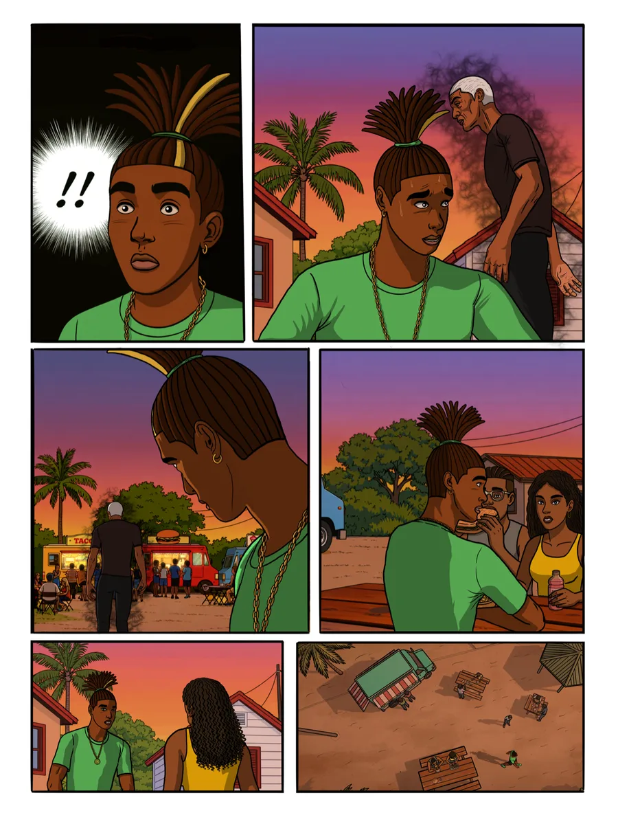 Une présence qu'on n'attendait pas, planche extraite du Tome 2 de JELANI.